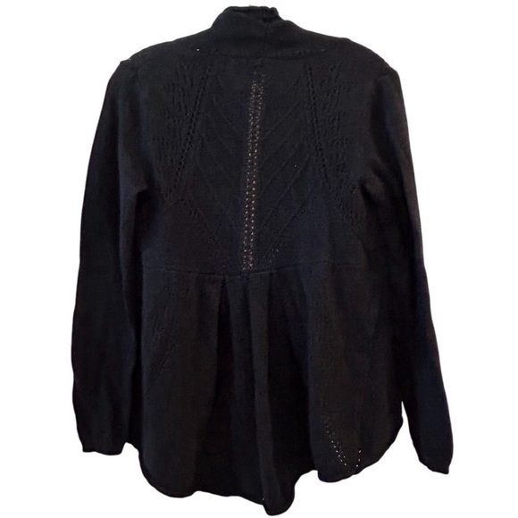 Anthropologie Knitted & Knotted Women's Black Cardigan Sweater Size M Open Front - Picture 10 of 11